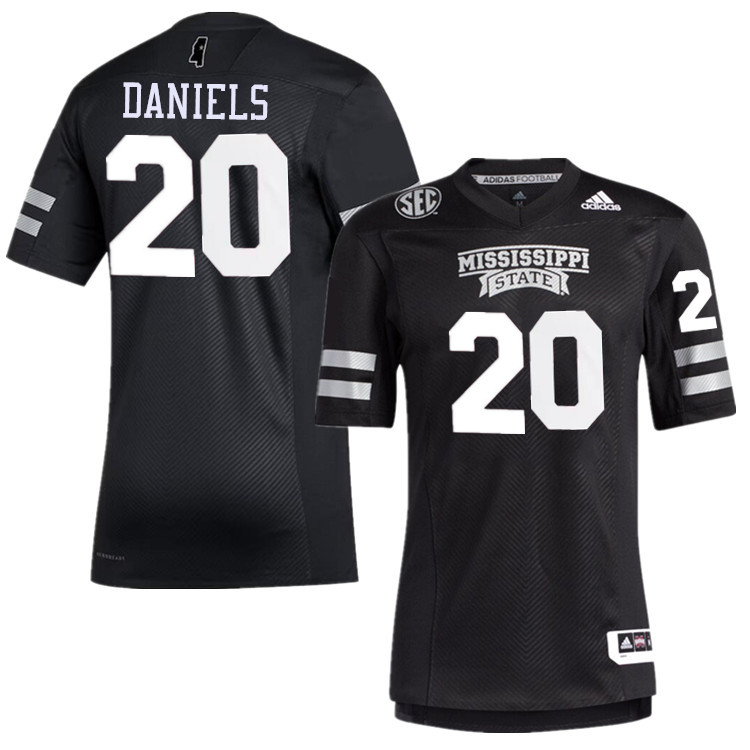 Men #20 Johnnie Daniels Mississippi State Bulldogs College Football Jerseys Stitched-Black